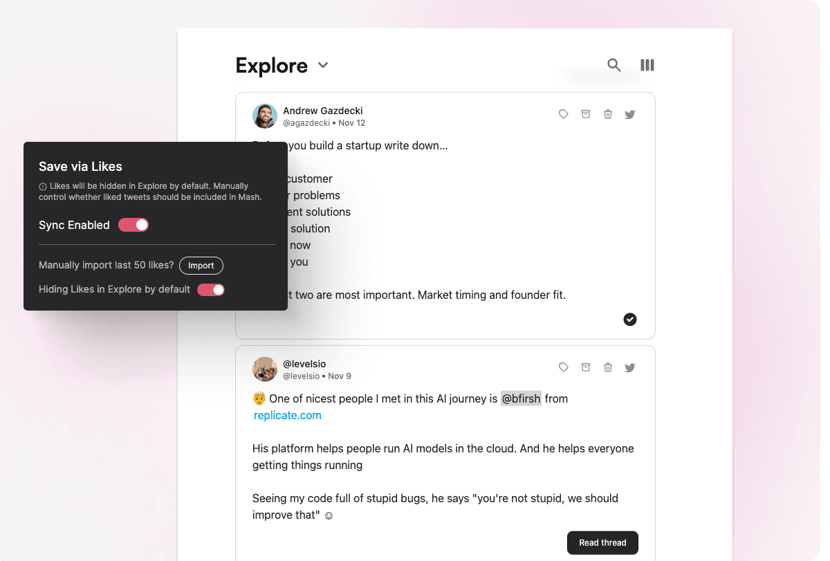 Illustration for likes imported